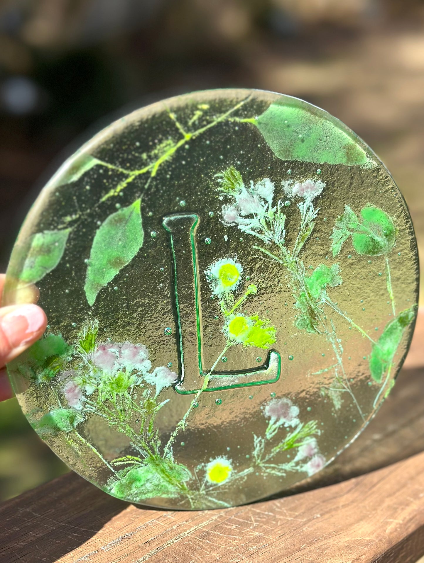 Fused Glass Flower Fossil Vitra Heart Sun Catcher or panel Workshop 1/31/2026 9:30AM-12:30PM